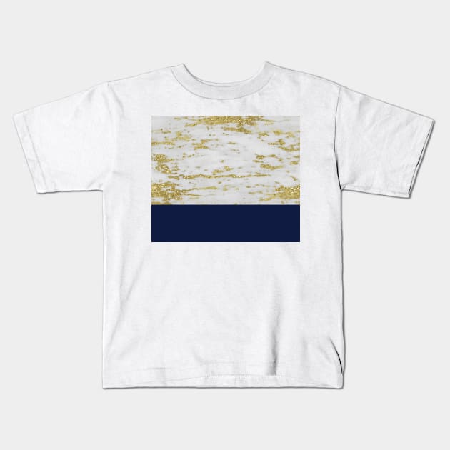 Faraldi gold marble and French navy Kids T-Shirt by marbleco